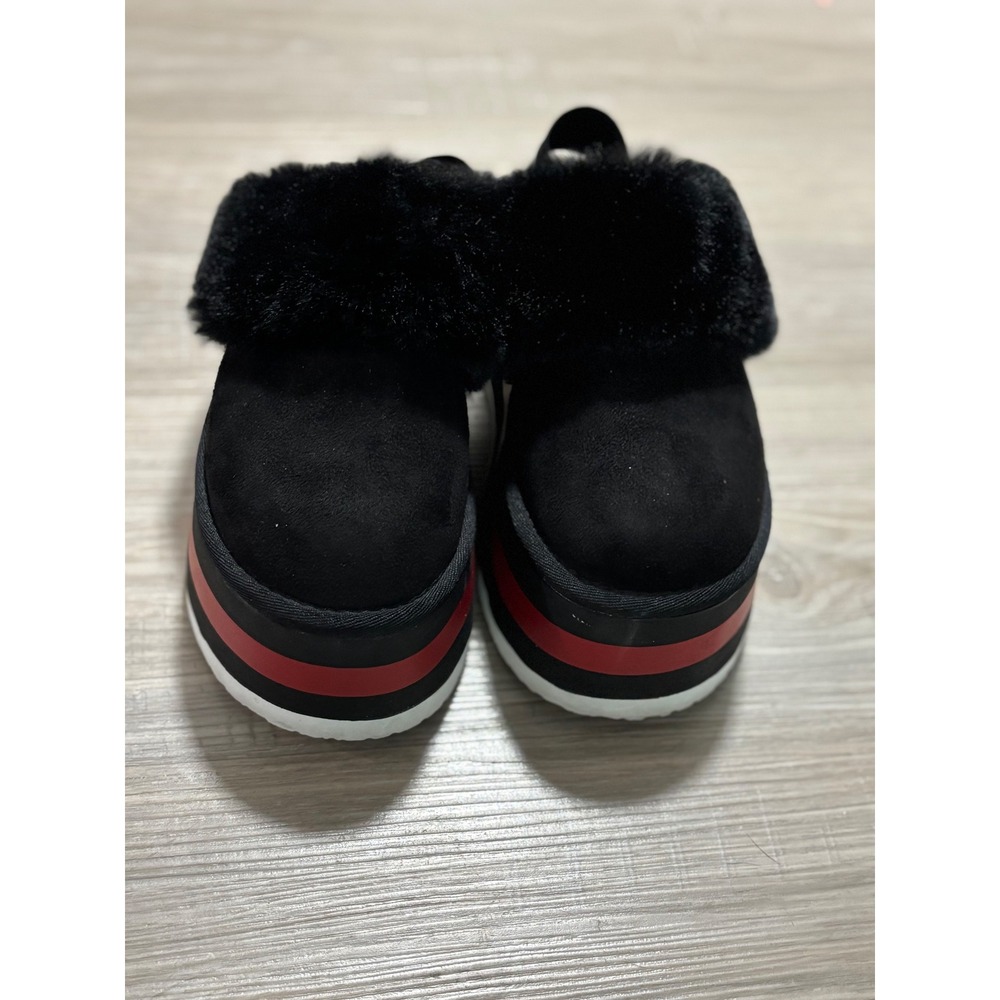 Steve Madden Aliana Black Faux Fur Platform Slippers Slides Womens Size 6 - Picture 2 of 6